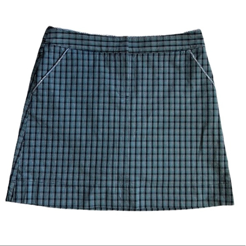 Cutter & Buck Dry Tec Teal Green/Blue Plaid Golf Skort Size 6